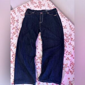 Enyce Embroidered Y2K Dark Blue Denim Jeans